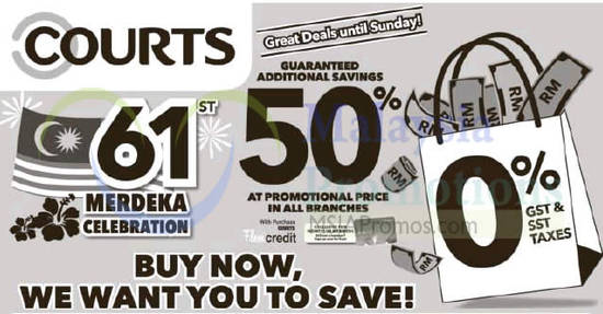 Featured image for Courts: Additional guaranteed savings 50% at promotion price! Ends 29 Jul 2018