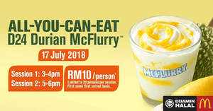 Featured image for (EXPIRED) Enjoy an All-You-Can-Eat McDonald’s Durian McFlurry™ Buffet for only RM10 on 17 Jul 2018