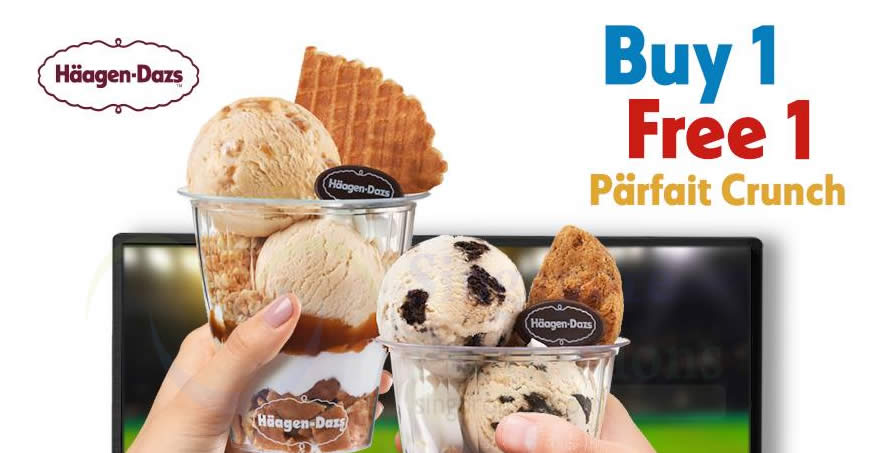 Featured image for Häagen-Dazs: Buy 1 Get 1 FREE Parfait Crunch promotion at ALL outlets from 22 - 26 April 2019