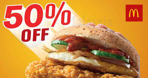 Featured image for McDonald’s: 50% OFF Nasi Lemak Burger coupon valid nationwide from 16 – 22 Jul 2018