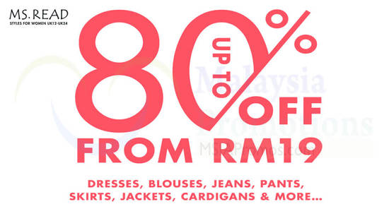 Featured image for MS. READ up to 80% off clearance sale at two outlets from 29 Aug - 2 Sep 2018