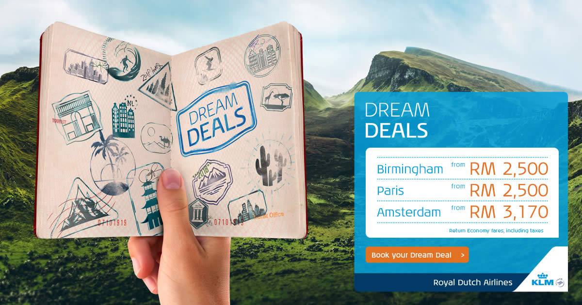 Featured image for Dream away with KLM Dream Deals to Europe from RM2500! Book by 18 Sep 2018