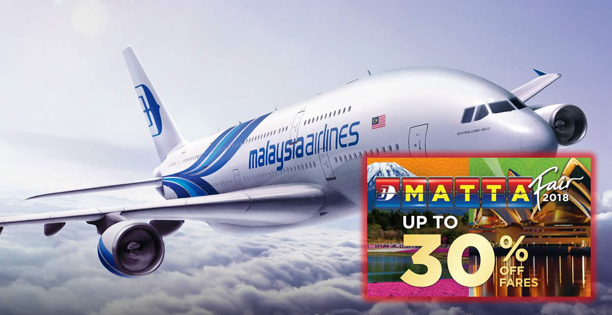 Featured image for Malaysia Airlines 2018 MATTA Fair online promo fares valid till 12 Sep 2018
