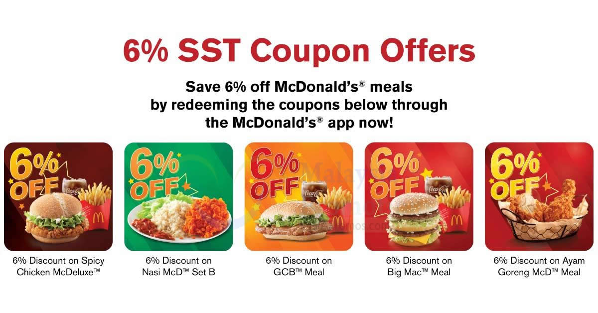 Featured image for McDonald's: Save 6% off on selected meals with these app-exclusive coupons! From 6 Sep 2018