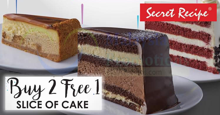 Featured image for Secret Recipe is offering Buy-2-Get-1-FREE cake slices at almost ALL outlets on 25 March 2019