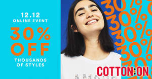 Featured image for Cotton On: 30% OFF thousands of styles + extra 15% off order coupon code valid only on 12 December 2018