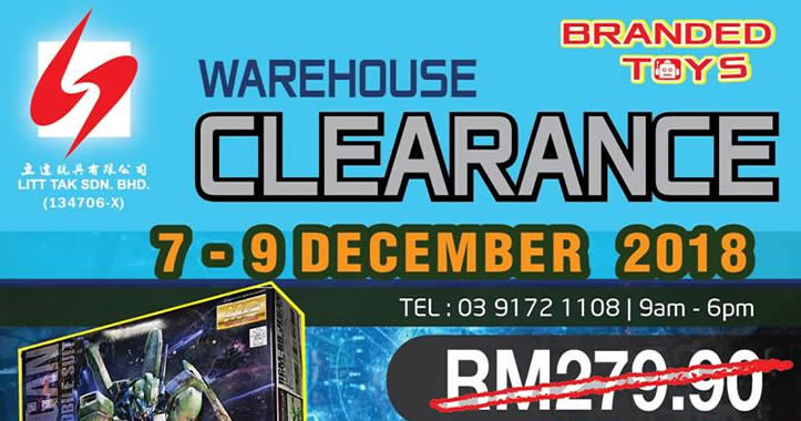 Featured image for Litt Tak branded toys warehouse clearance at Cheras, Kuala Lumpur from 7 - 9 Dec 2018