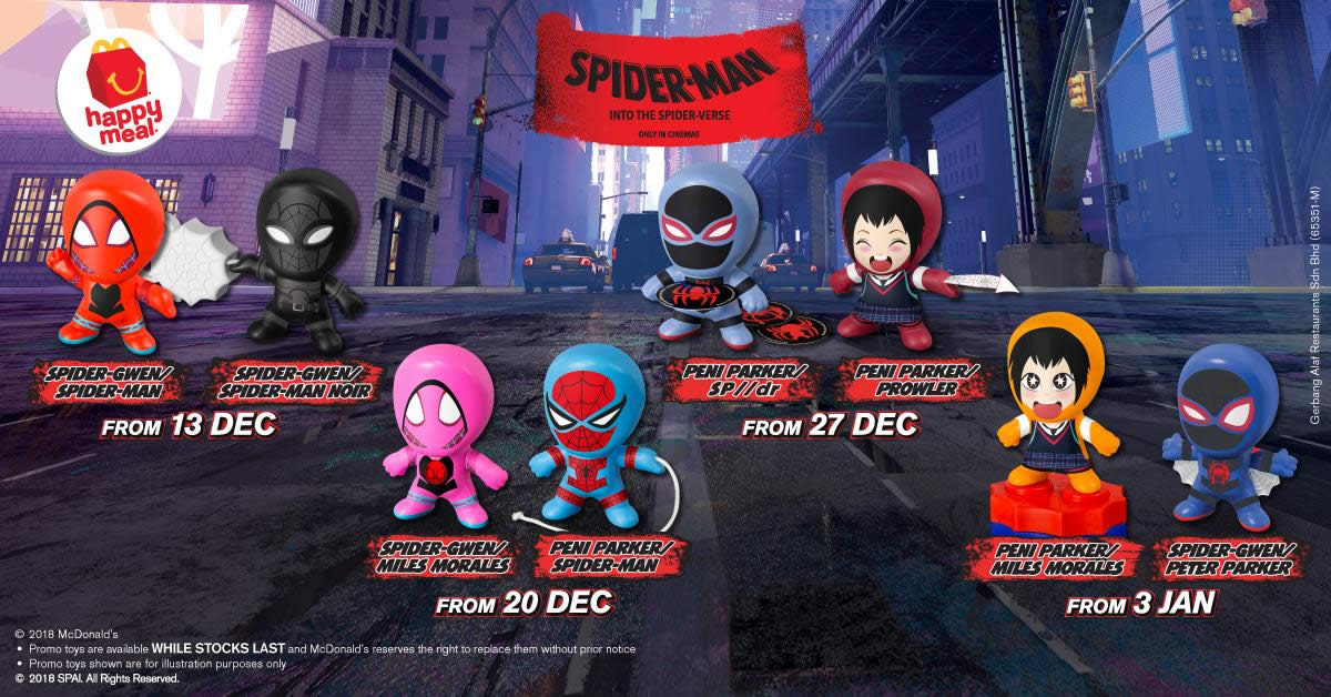 Featured image for McDonald's Spiderman Happy Meal toys are now available! New toys every week till 9 January 2019