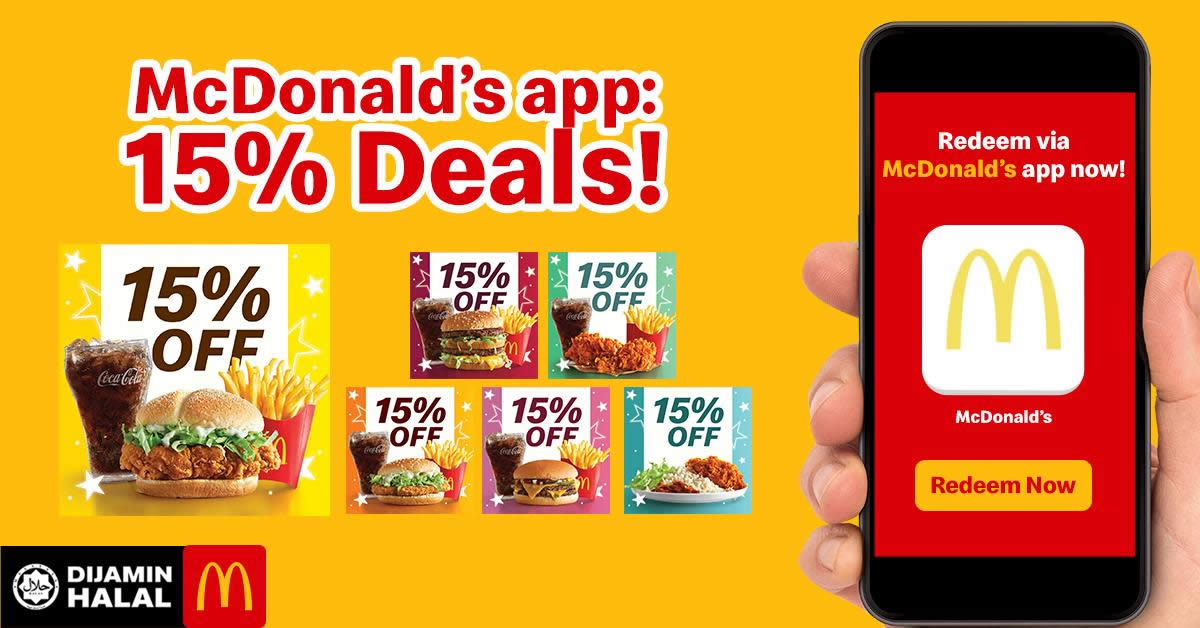 Featured image for McDonald's: Here's how to enjoy coupons worth 15% OFF on your favourite McDonald's meals till 27 Jan 2019