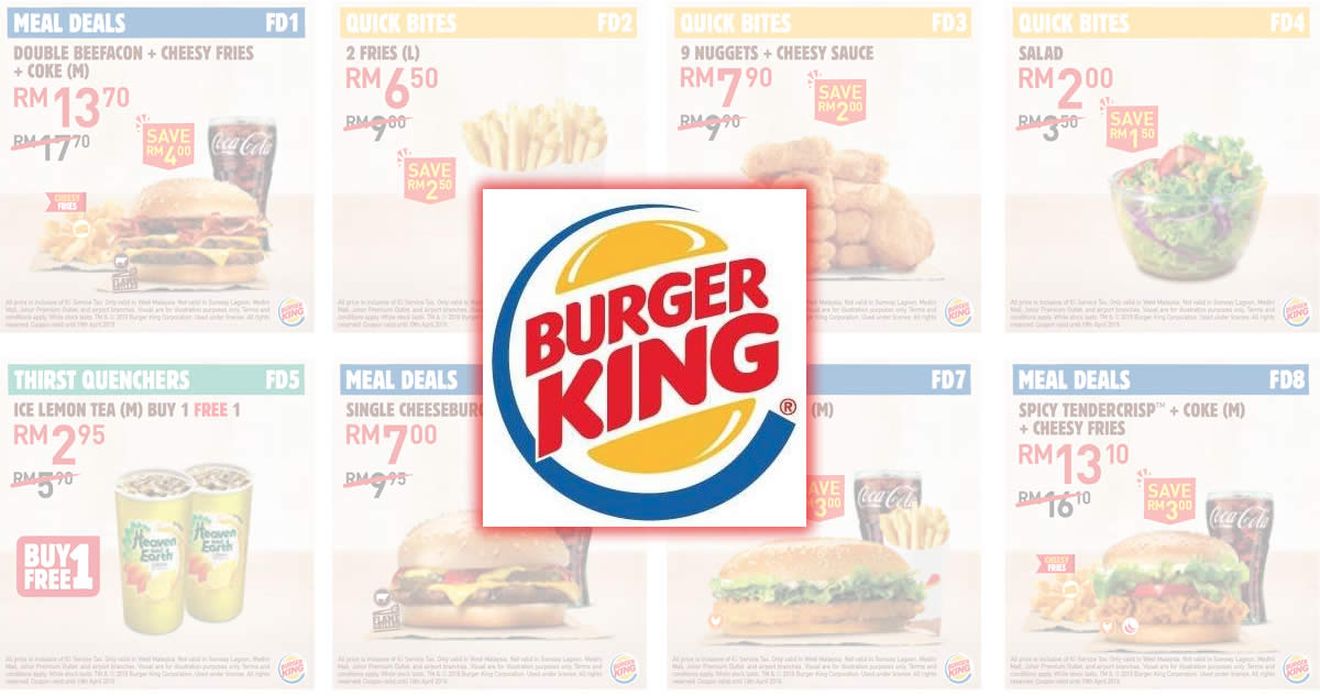 Featured image for Burger King releases new discount coupon deals valid till 19 Apr 2019
