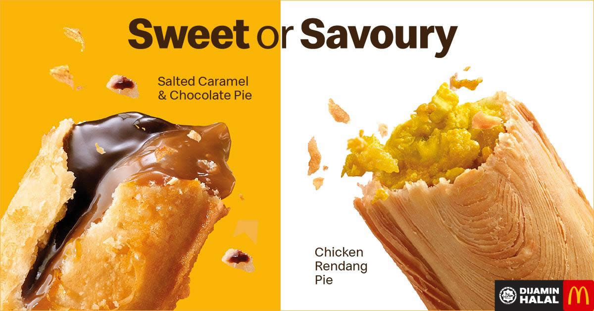 Featured image for McDonald's launches new "Chicken Rendang Pie" & "Salted Caramel and Chocolate Pie" from 21 Feb 2019