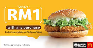 Featured image for McDonald’s: Hurry up and get a McChicken for ONLY RM1! From 26 Feb 2019