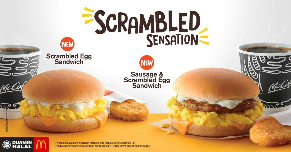 Featured image for McDonald's launches NEW Breakfast Scrambled Egg Sandwich from 1 Feb 2019