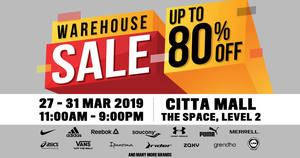 Featured image for Royal Sporting House Warehouse Sale from 27 – 31 Mar 2019