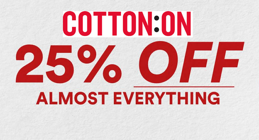 Featured image for Cotton On: 25% OFF almost everything one-day sale at online store till 29 October 2019