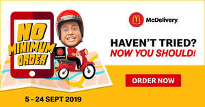 Featured image for (EXPIRED) McDelivery No Minimum Order Promotion till 24th September 2019