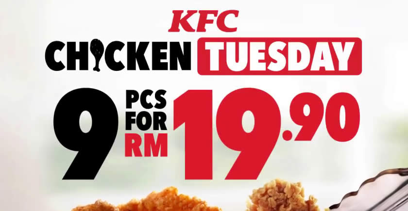 Featured image for KFC Chicken Tuesday: RM19.90 for 9 pieces on 22 October 2019