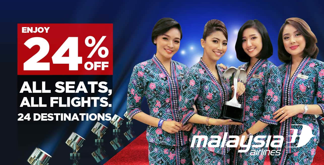 Featured image for Malaysia Airlines FLASH SALE! Enjoy 24% off all seats, all flights, across 24 destinations only on 5th October 2019