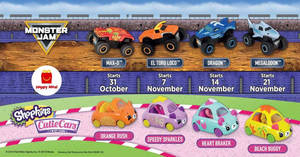Featured image for McDonald’s latest Happy Meal toys features Monster Jam & Shopkins Cutie Cars toys with till 27 Nov 2019