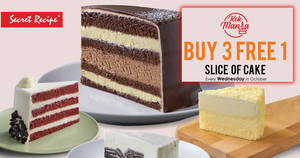 Featured image for Secret Recipe: Buy 3 slices of cake and get 1 FREE every Wednesday this October 2019