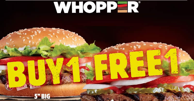 Featured image for Burger King: Buy 1 and get 1 for free WHOPPER® burger till 28th November 2019