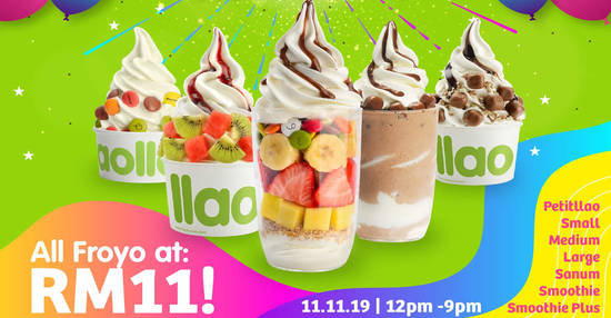Featured image for llaollao: RM11 for ALL Froyo sizes 4th Anniversary promo at ALL outlets on 11 November 2019