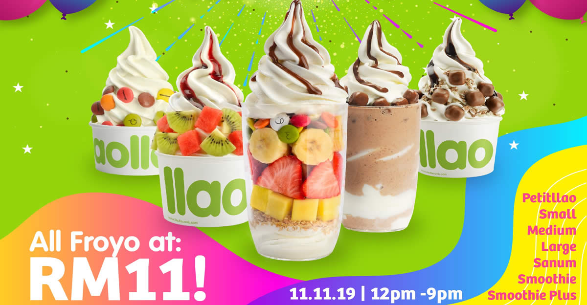Featured image for llaollao: RM11 for ALL Froyo sizes 4th Anniversary promo at ALL outlets on 11 November 2019