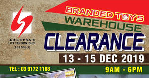 Featured image for (EXPIRED) Litt Tak branded toys warehouse clearance at Cheras, Kuala Lumpur from 13 – 15 Dec 2019