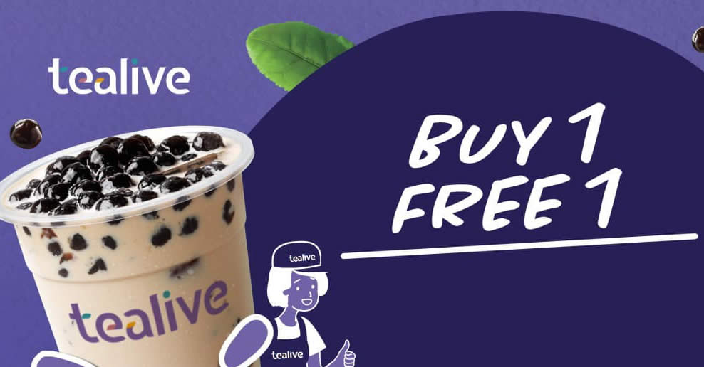 Featured image for Tealive Buy-One-FREE-One at over 30 selected outlets from 15 - 23 January 2020