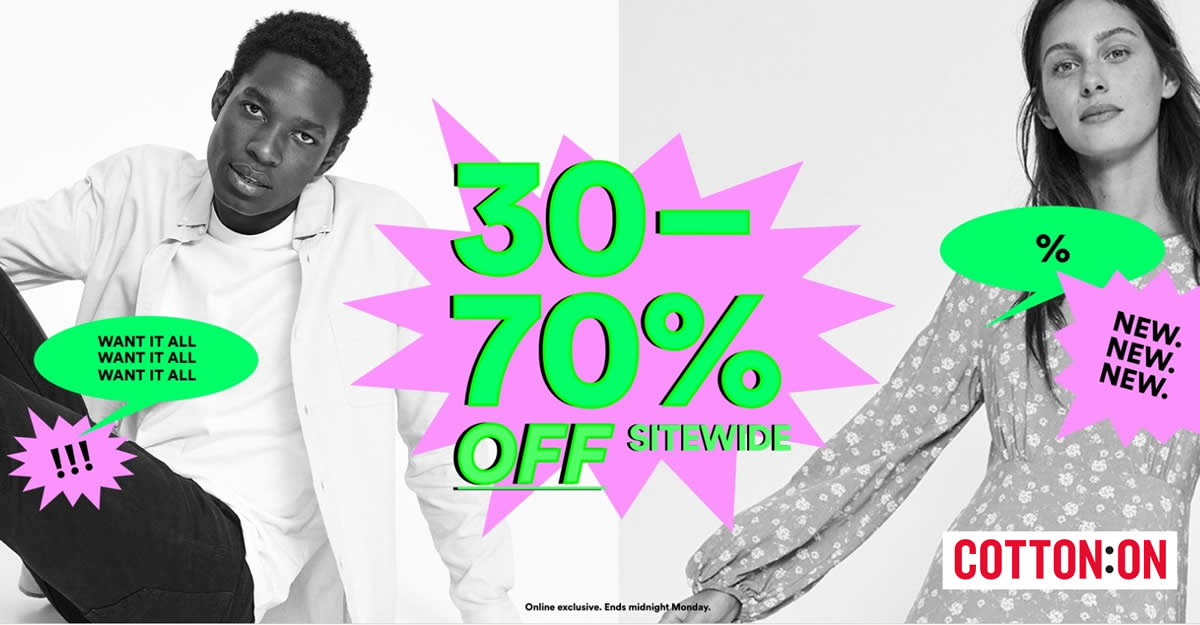 Featured image for Cotton On: 30% to 70% OFF almost everything at online store till 25 May 2020