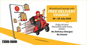 Featured image for (EXPIRED) McDelivery FREE Delivery Charge Promo till 22 July 2020