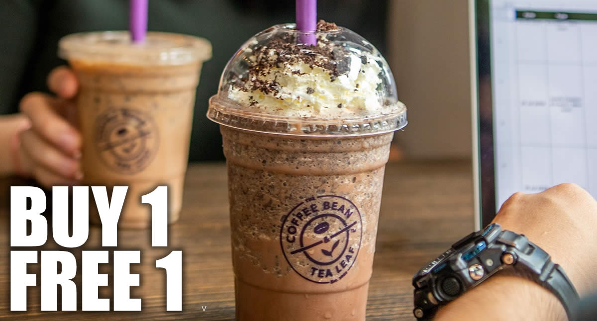 Featured image for The Coffee Bean & Tea Leaf has a Buy-1-FREE-1 promotion till 10 July 2020