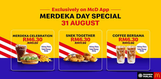 Featured image for McDonald's ONE-DAY special! Celebrate the 63rd Merdeka Day with these irresistible RM6.30 deals on 31 August 2020