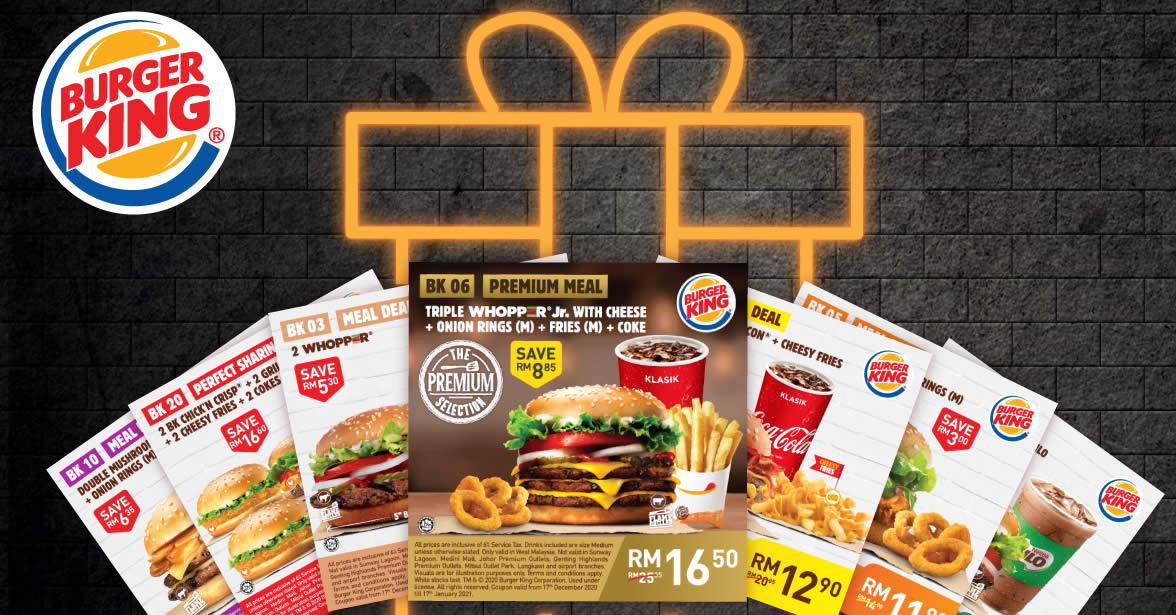 Featured image for Burger King releases 20 new coupons you can just flash to redeem extra savings till 17 Jan 2021