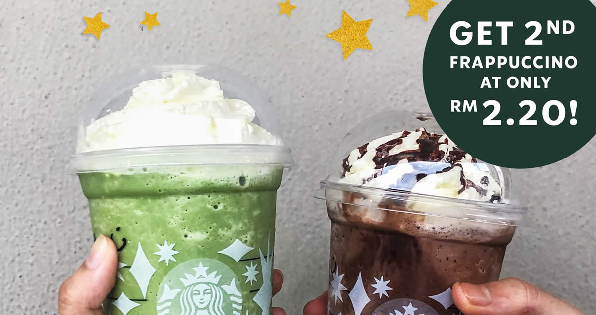 Featured image for Starbucks: Get a 2nd Frappuccino at RM2.20 with purchase of any Frappuccino on 17 Dec, 5pm - 8pm