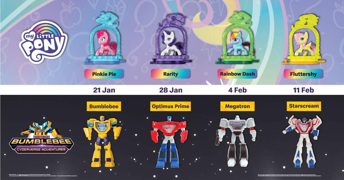 Featured image for McDonald's: FREE My Little Pony & Transformers toy with purchase of a Happy Meal till 17 Feb 2021