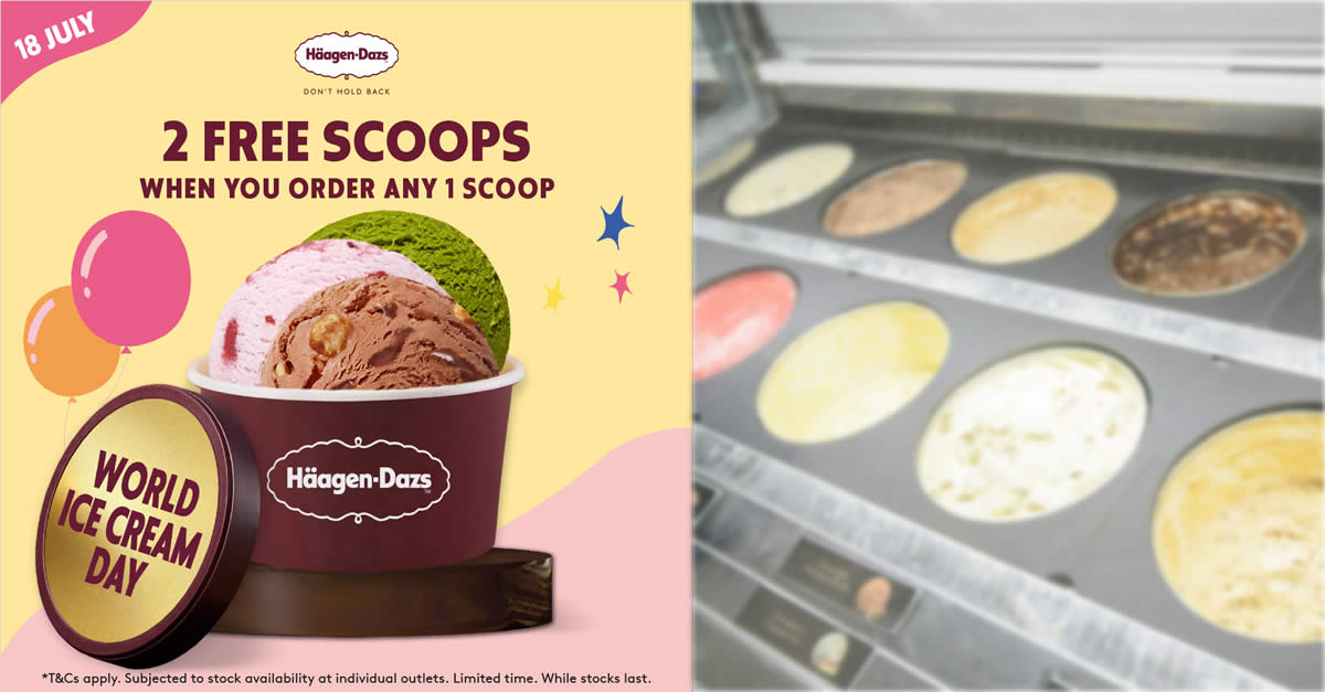 Featured image for Haagen-Dazs M'sia cafes will be offering 2 FREE scoops when you buy 1 scoop on 18 July 2021