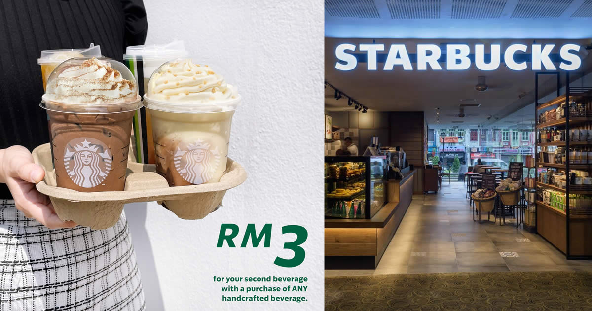 Featured image for Starbucks M'sia: Get the 2nd drink at RM3 this weekend from 31 Jul - 1 Aug 2021
