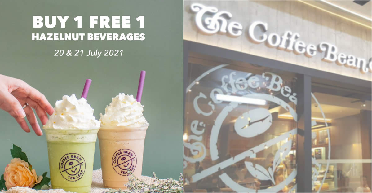 Featured image for The Coffee Bean & Tea Leaf M'sia: Buy 1 FREE 1 Hazelnut Beverages from 20 - 21 July 2021