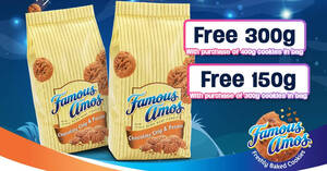 Featured image for Famous Amos M’sia: Buy 300g Get 150g FREE or Buy 400g Get 300g cookies in bag FREE online till 24 Aug 2021