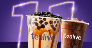 Featured image for Tealive: Get two drinks for RM11 only till 30 Nov 2021. Valid for drinks worth RM6.60