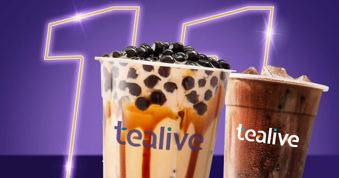 Featured image for Tealive is having Buy 1 Free 1 offer at participating outlets from 27 - 29 Dec 2021, 12pm - 3pm