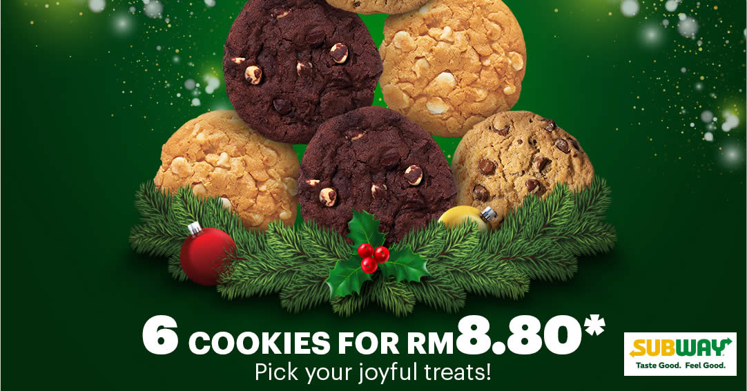 Featured image for Subway M'sia is offering 6 cookies for RM8.80* till 31 Dec 2021