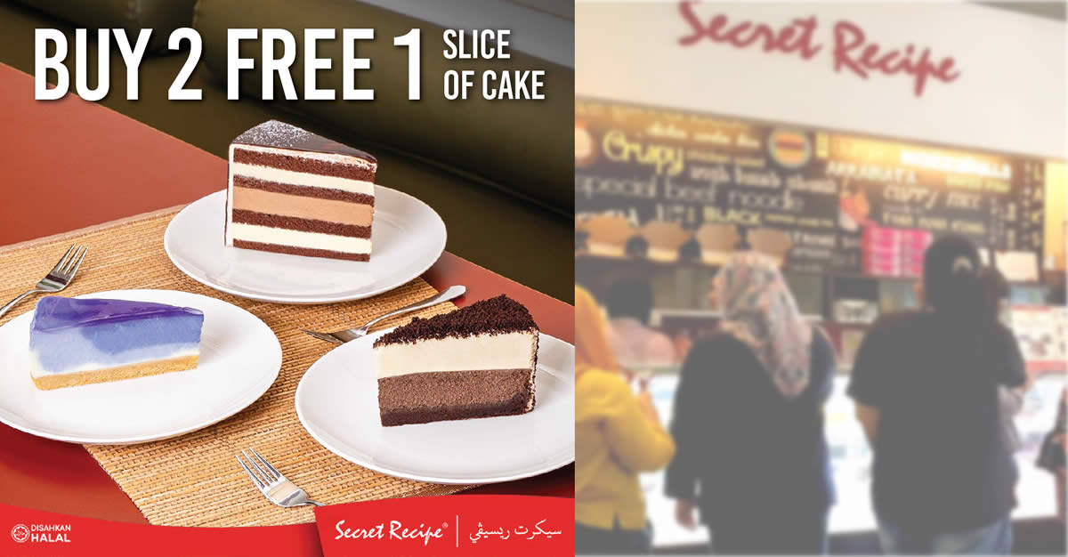 Featured image for Secret Recipe M'sia is having Buy-2-Free-1 Slice of Cake promotion on Tuesday, 12 Dec 2023