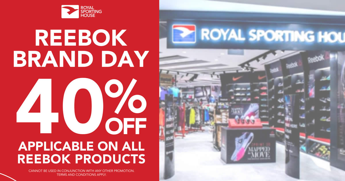 Featured image for Enjoy 40% off on all Reebok products storewide at Royal Sporting House from 15 Apr 2022