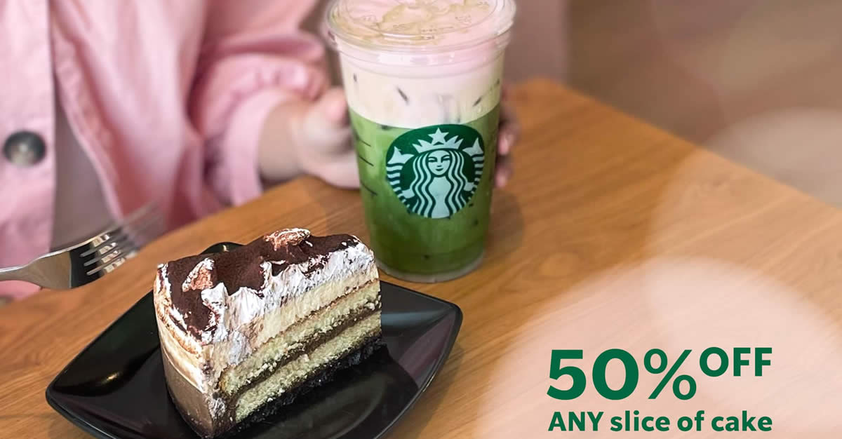 Featured image for Starbucks: 50% off any slice of cake with purchase of any Venti-sized handcrafted beverage till May 2, 2022