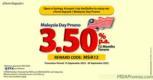 Featured image for AmOnline giving 3.50% p.a. 12 months eTerm Deposit-i (eTD-i) Malaysia Day Promotion till 30 Sep 2022