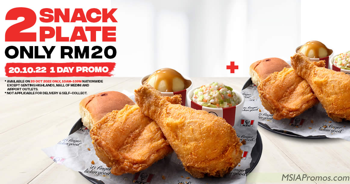 Featured image for KFC M'sia offering two Snack Plates at only RM20 on Thursday, 20 Oct 2022
