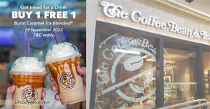 Featured image for Coffee Bean M’sia offering Buy-1-FREE-1 Burnt Caramel Ice Blended® on 19 Nov 2022