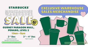 Featured image for Starbucks Merchandise Warehouse Sale at Gurney Paragon from 2 – 4 Dec 2022